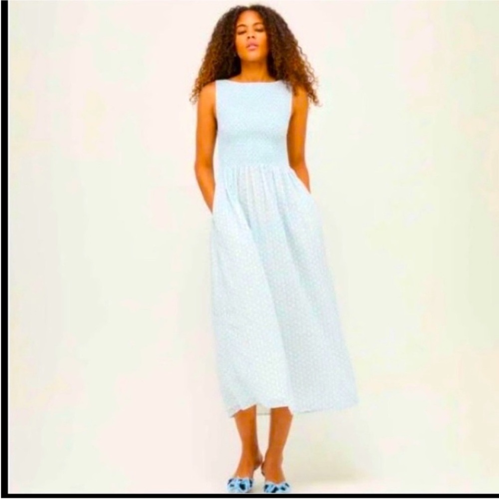 Hill House Cosima Nap Dress - Powder Blue Baroque Shell. XS. NWT. - Picture 2 of 6